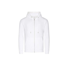 Just Hoods Uniszex organikus kapucnis cipzáras pulóver AWJH250, Arctic White-L