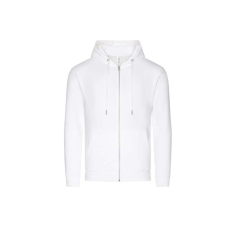 Just Hoods Uniszex organikus kapucnis cipzáras pulóver AWJH250, Arctic White-XS férfi pulóver, kardigán