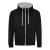 Just Hoods Uniszex pulóver kontrasztos színű cipzárral kapucnival AWJH053, Jet Black/Heather Grey-M
