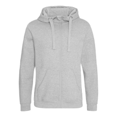 Just Hoods Uniszex vastag cipzáros kapucnis pulóver osztott kenguruzsebbel AWJH150, Heather Grey-2XL