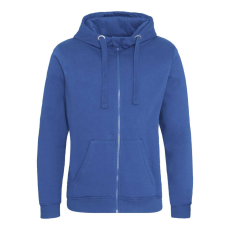 Just Hoods Uniszex vastag cipzáros kapucnis pulóver osztott kenguruzsebbel AWJH150, Royal Blue-XS