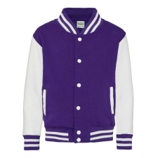 Just Hoods Vastag gyerek pulóver, Just Hoods AWJH043J, patenttal záródó, Purple/Arctic White-7/8 gyerek pulóver, kardigán