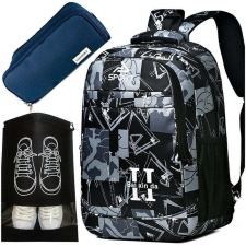  K402C iskola szett - hátizsák 3 rekeszes, vízálló cipős táska, háromrekeszes iskolai tolltartó tolltartó