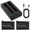 K&F Concept hordozható dupla USB-C akkumulátor töltő + 2db Insta 360 X4 akkumulátor 2350mAh (KF-28-0050)