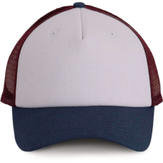 K-UP hálós baseball sapka 5 panellel, műanyag csattal KP170, White/Indigo/Wine