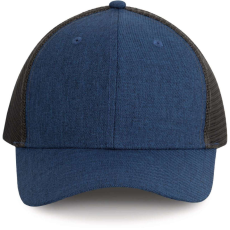 K-UP ívelt ellenzős 6 paneles hálós baseball sapka KP142, Light Navy Heather/Dark Grey