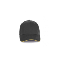 K-UP organikus pamutból készült 6 paneles baseball sapka KP198, Iron Grey/Pineapple