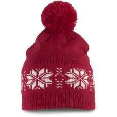 K-UP Uniszex sapka K-UP KP540 Fair Isle Knit Beanie -Egy méret, Cherry Red