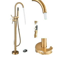  Kádos csaptelep, kettős fogantyúvezérlés, kortárs sárgaréz kialakítás, Csiszolt arany a csaptelep