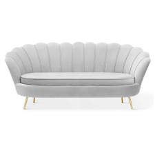  Kagylóhéj Háromszemélyes Kanapé Szürke Bársony Arany Lábakkal bútor