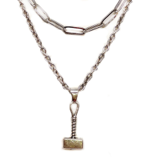  Kalapácsos medál dupla lánccal, ezüst színű nyaklánc