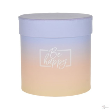  Kalapdoboz Be happy felirattal papír 11x11 cm lila, barack dekorációs kellék
