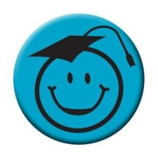 Kalapos Smile Fej Kék Kitűző Ballagásra - 5,5 cm kitűző