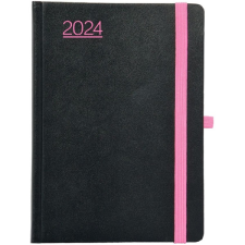 Kalendart Kalendart Nero 2024-es N021 A5 napi beosztású fekete/pink határidőnapló határidőnapló