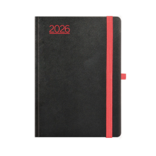 Kalendart Naptár Kft. TopTimer Határidőnapló 2026, N021 A5 (Napi beoszt.) FEKETE-PIROS határidőnapló