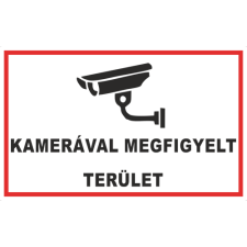  Kamerával megfigyelt terület!- műanyag, 600*400mm információs tábla, állvány