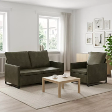  Kanapé Szett 2 pcs Katonai zöld Műsuéd anyag bútor