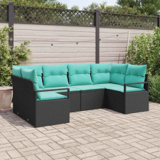  Kanapé Szett párnával 6 pcs Fekete Poly Rattan bútor