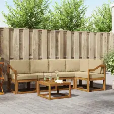  Kanapé Szett párnával 6 pcs Természetes és bézs bútor