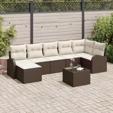  Kanapé Szett párnával tárolóval 8 pcs Barna polirattan kerti bútor