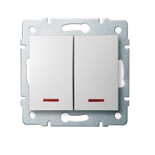 KANLUX 25070 LOGI 02-1023-102 Jelzőfényes dupla nyomókapcsoló 10AX - 250V~ villanyszerelés