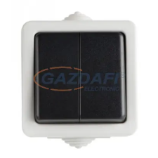 KANLUX 25352 TEKNO 05-1028-143 Kettős váltókapcsoló, fekete, IP54, 250V villanyszerelés
