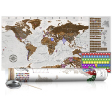  KAPARÓS TÉRKÉP - GREY MAP - POSTER, Kaparós világtérkép vászonkép 100 x 50 cm angol nyelvű - fehér hengerben térkép