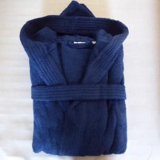 Kapucnis frottír köntös, Kék (100 % pamut), XXL (2XL) lakástextília