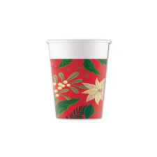 Karácsony i Holly Poinsettia papír pohár 8 db-os 200 ml FSC party kellék