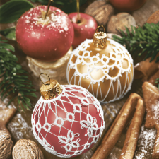 Karácsony Lace Red&Gold Baubles szalvéta 20 db-os 33x33 cm party kellék
