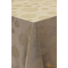  Karácsony mintás asztalterítő -LUMI bársony - Cappuccino alapon arany minták -300cm lakástextília