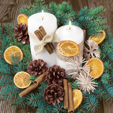Karácsony White Candles Composition szalvéta 20 db-os 33x33 cm party kellék