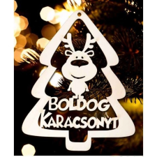 Karácsonyfa dísz, Boldog karácsonyt, fenyőfa és rénszarvas karácsonyfadísz