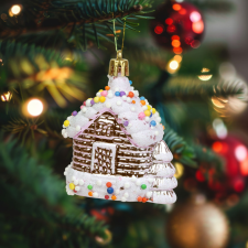  Karácsonyfadísz - fényes házikó - 8 x 6 x 4 cm karácsonyfadísz