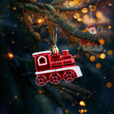  Karácsonyfadísz - fényes vonat - 8 x 6 x 3 cm karácsonyfadísz