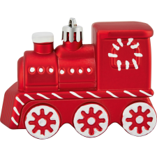  Karácsonyfadísz-készlet mozdony 3 darabos piros-fehér karácsonyfadísz