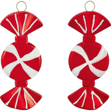  Karácsonyfadísz-készlet szaloncukor 4 darabos piros-fehér karácsonyfadísz