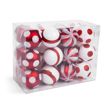  Karácsonyfadísz szett - piros / fehér - 24 db / szett karácsonyfadísz