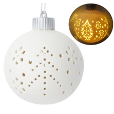  Karácsonyfadísz - világítós gömbdísz (fenyőmintás) fajáték