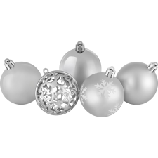  Karácsonyfagömb-készlet mintás 25 darabos átmérő 6 cm ezüst karácsonyfadísz