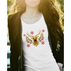  Karácsonyi ajándék - Női póló karácsonyra rénszarvas mintával