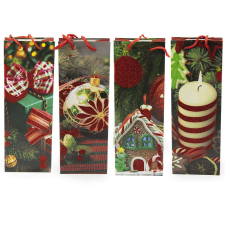 Karácsonyi ajándékzacskó borosüveghez – 4 db / 36x12,5x8 cm ajándéktasak