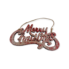  Karácsonyi akasztós felirat piros-ezüst dekorációs kellék