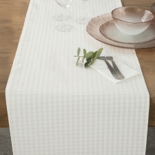 Karácsonyi asztali futó kockás jacquard anyagból arany szállal Pezsgő 40x180 cm karácsonyi textilia