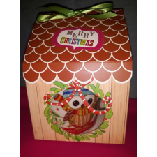  Karácsonyi baglyos porcelán bögre ablakos-házikós díszdobozban, 38 cl,  243084 ajándéktárgy
