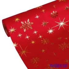 Karácsonyi bársony dekorációs anyag, asztali futó, 28cm x 2.7m - Piros dekorációs kellék