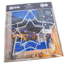  Karácsonyi csillag figura sziluett LED-es elemes (elem nélkül) hideg 38cm dekorációs kellék