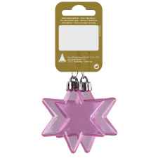  Karácsonyi dekor csillagdíszek műanyagból 6 cm átmérő rózsaszín 2 db karácsonyfadísz