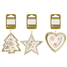  Karácsonyi dekor karácsonyfadísz 7,5 cm natúr-piros 3-féle változatban karácsonyfadísz