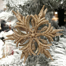  Karácsonyi Dísz &#8211; Arany / Csillámos &#8211; Hópehely karácsonyi dekoráció